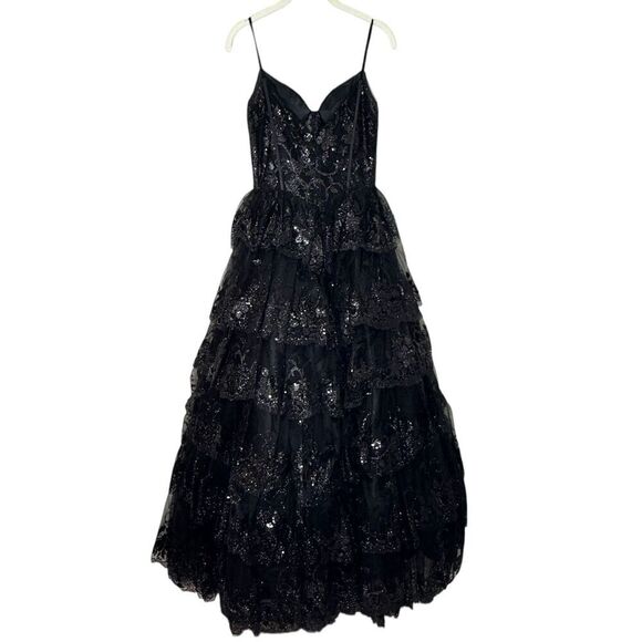 Ladivine by Cinderella Divine Ball Gown Formal Dress Prom Lace Tiered Size XS - Picture 9 of 13